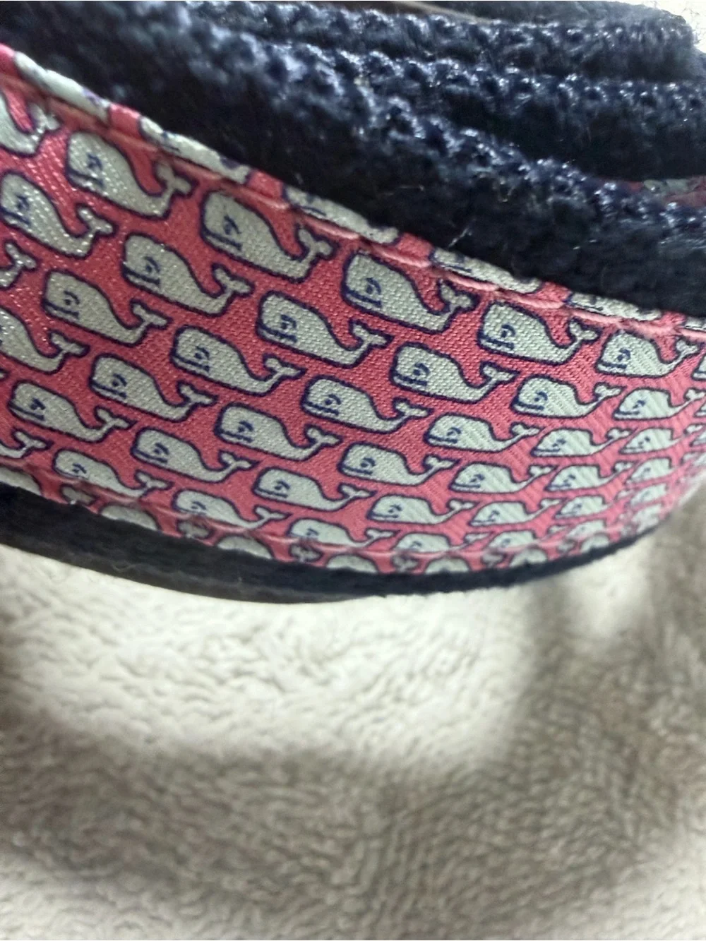 Vineyard Vines Pink Patterned Leather Belt with Gold Buckle